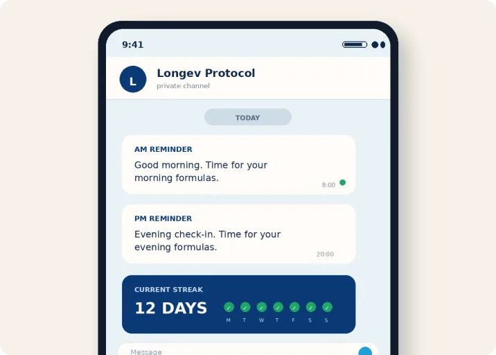 The Longev tracker showing a morning and evening streak
